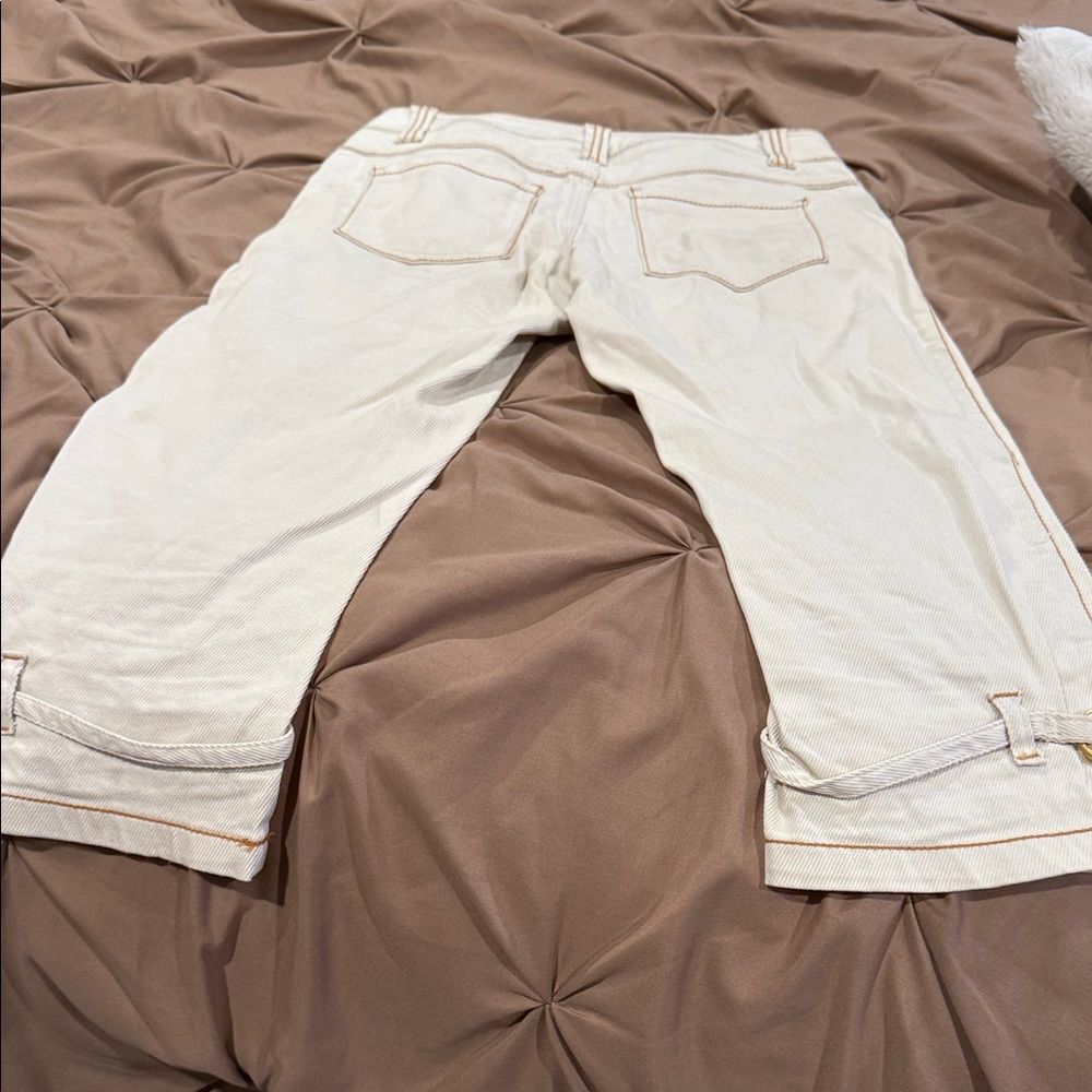 Cache Cream Pants With Brown Stitching Size 6 - image 5